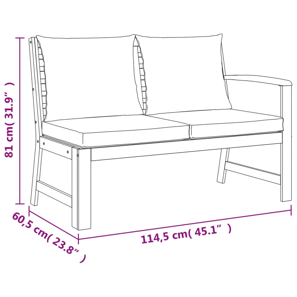 vidaXL 4 Piece Patio Dining Set with Cushions Solid Wood Acacia