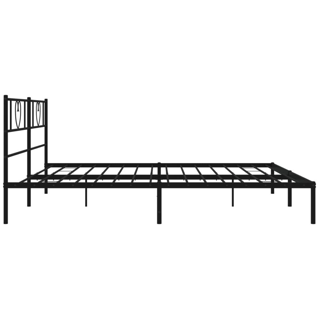 vidaXL Metal Bed Frame without Mattress with Headboard Black 72"x83.9"