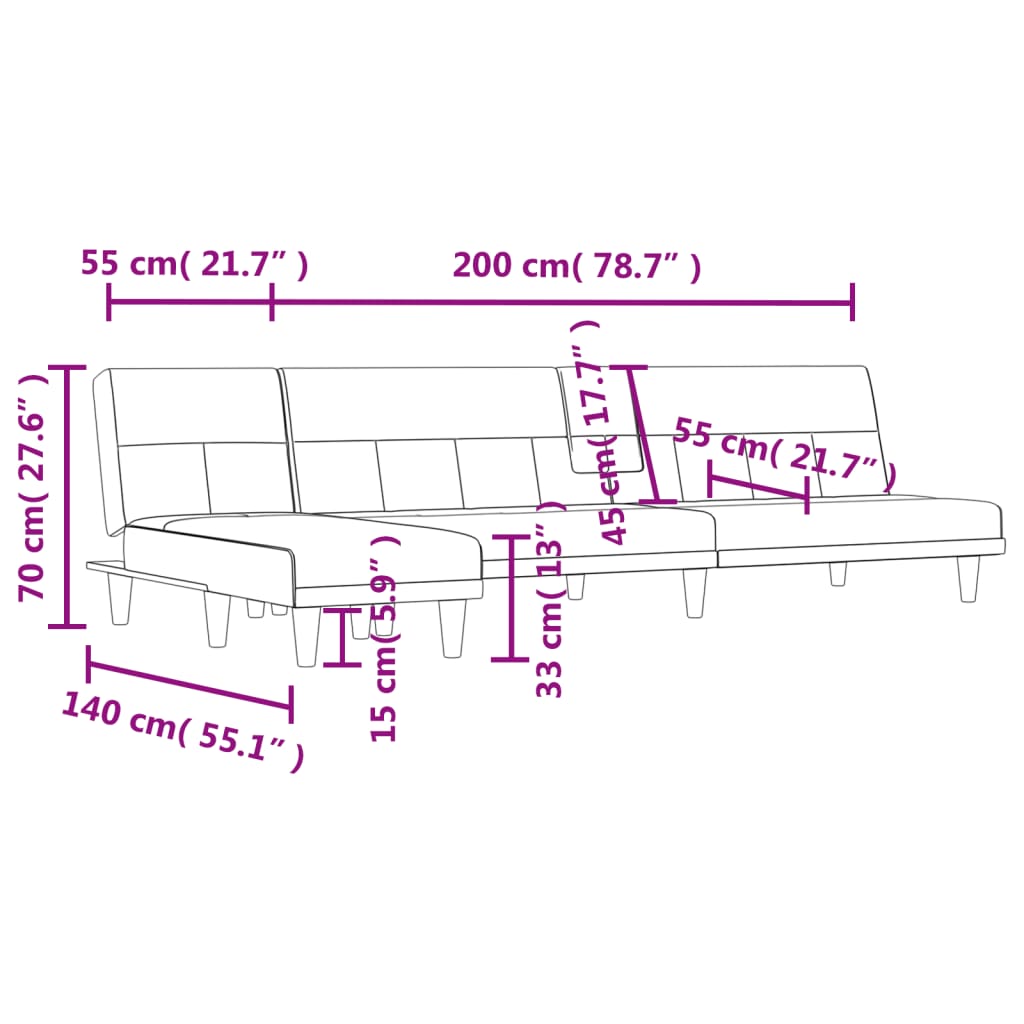 vidaXL L-shaped Sofa Bed Dark Gray 100.4"x55.1"x27.6" Fabric