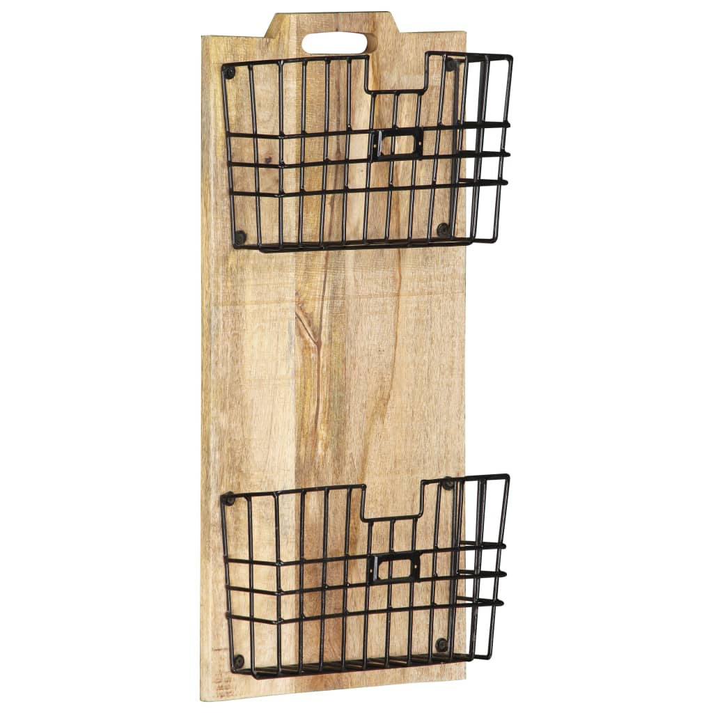 vidaXL Wall-mounted Magazine Rack 13"x3.9"x26.4" Solid Rough Mango Wood