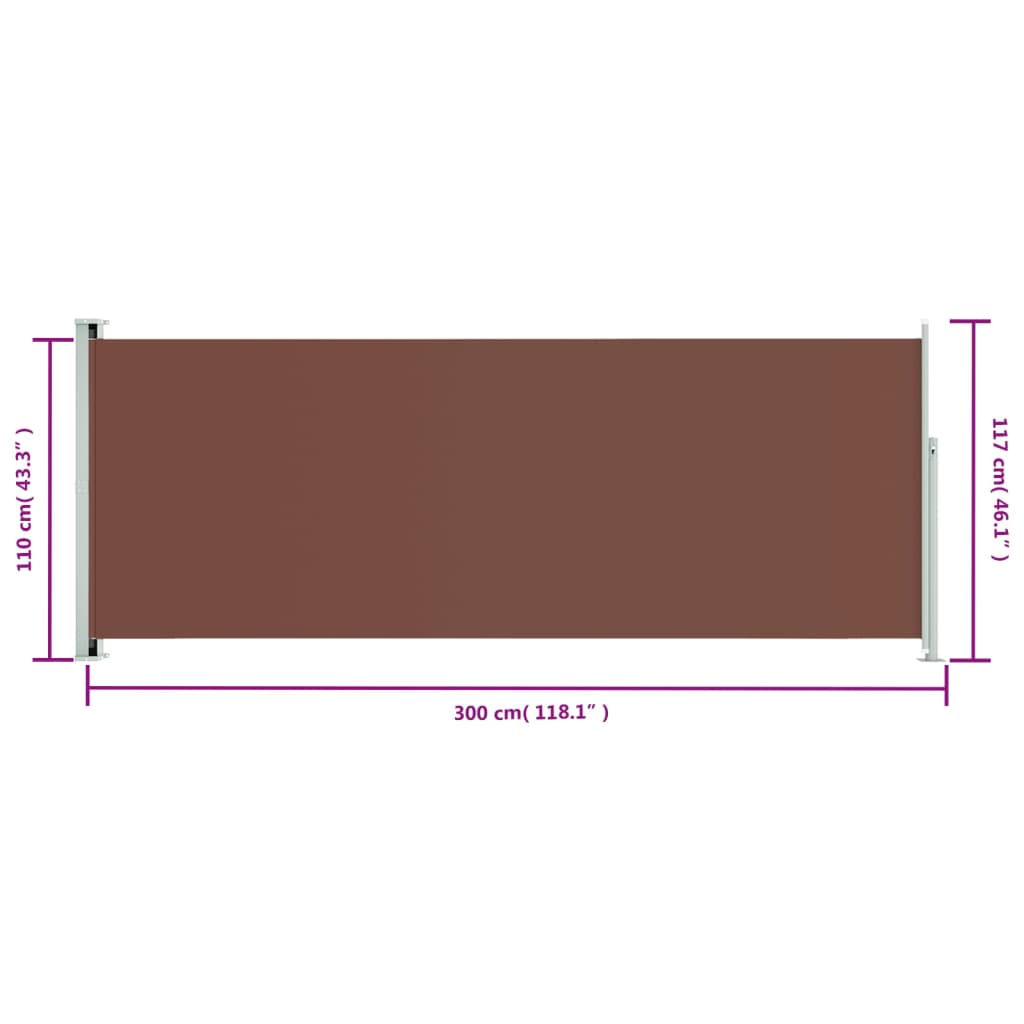 vidaXL Patio Retractable Side Awning 46.1"x118.1" Brown