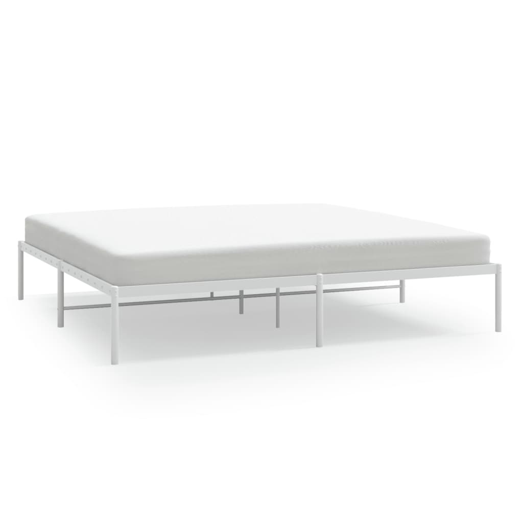 vidaXL Metal Bed Frame without Mattress White 76"x79.9"