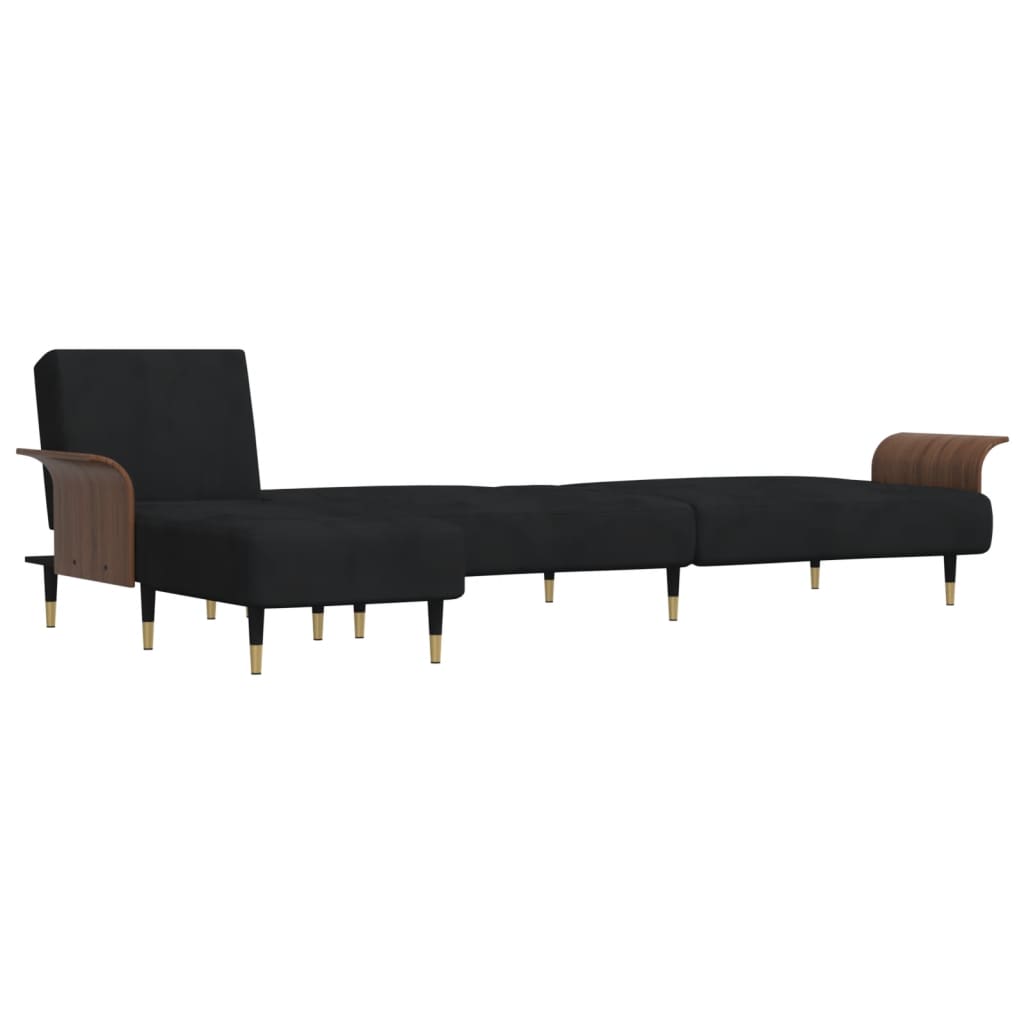 vidaXL L-shaped Sofa Black 109.8"x55.1"x27.6" Velvet