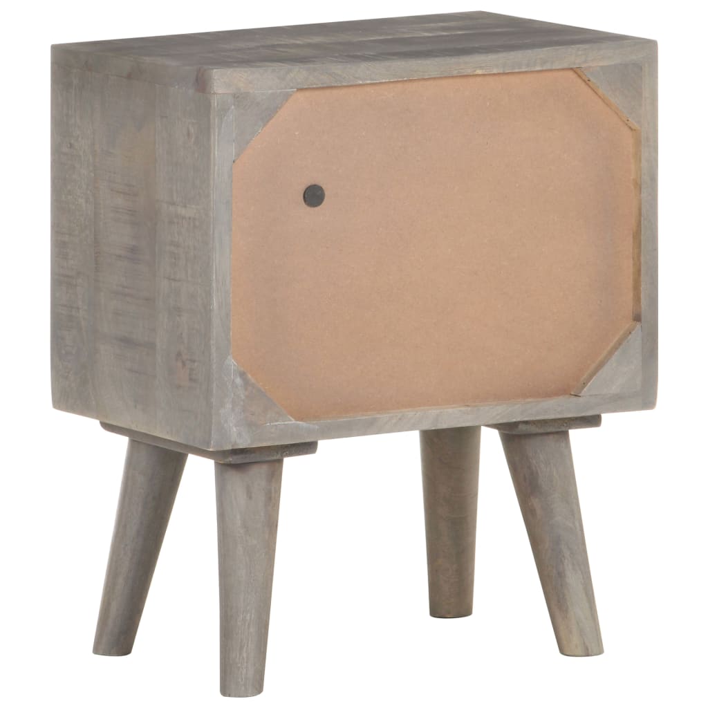 vidaXL Bedside Cabinet Gray 15.7"x11.8"x19.7" Solid Rough Mango Wood