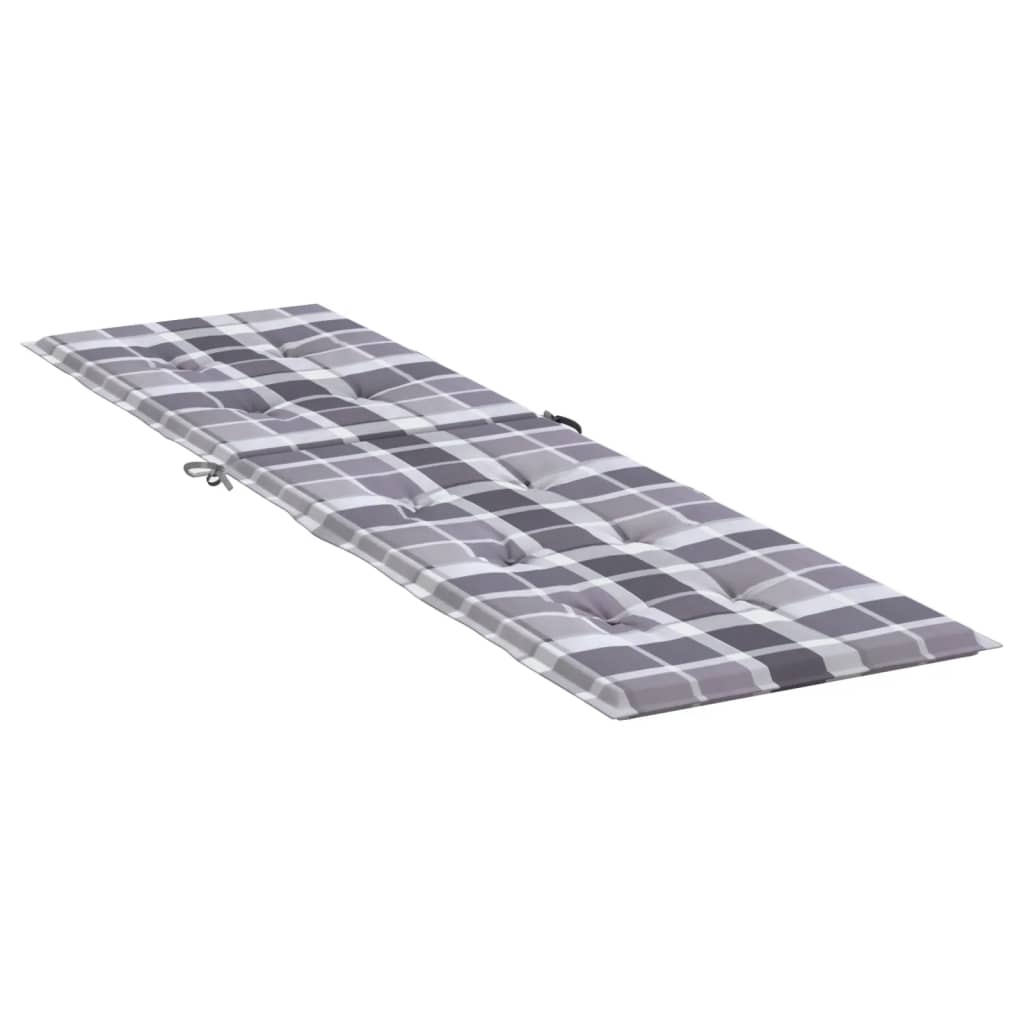 vidaXL Deck Chair Cushion Gray Check Pattern (29.5"+41.3")x19.7"x1.6"