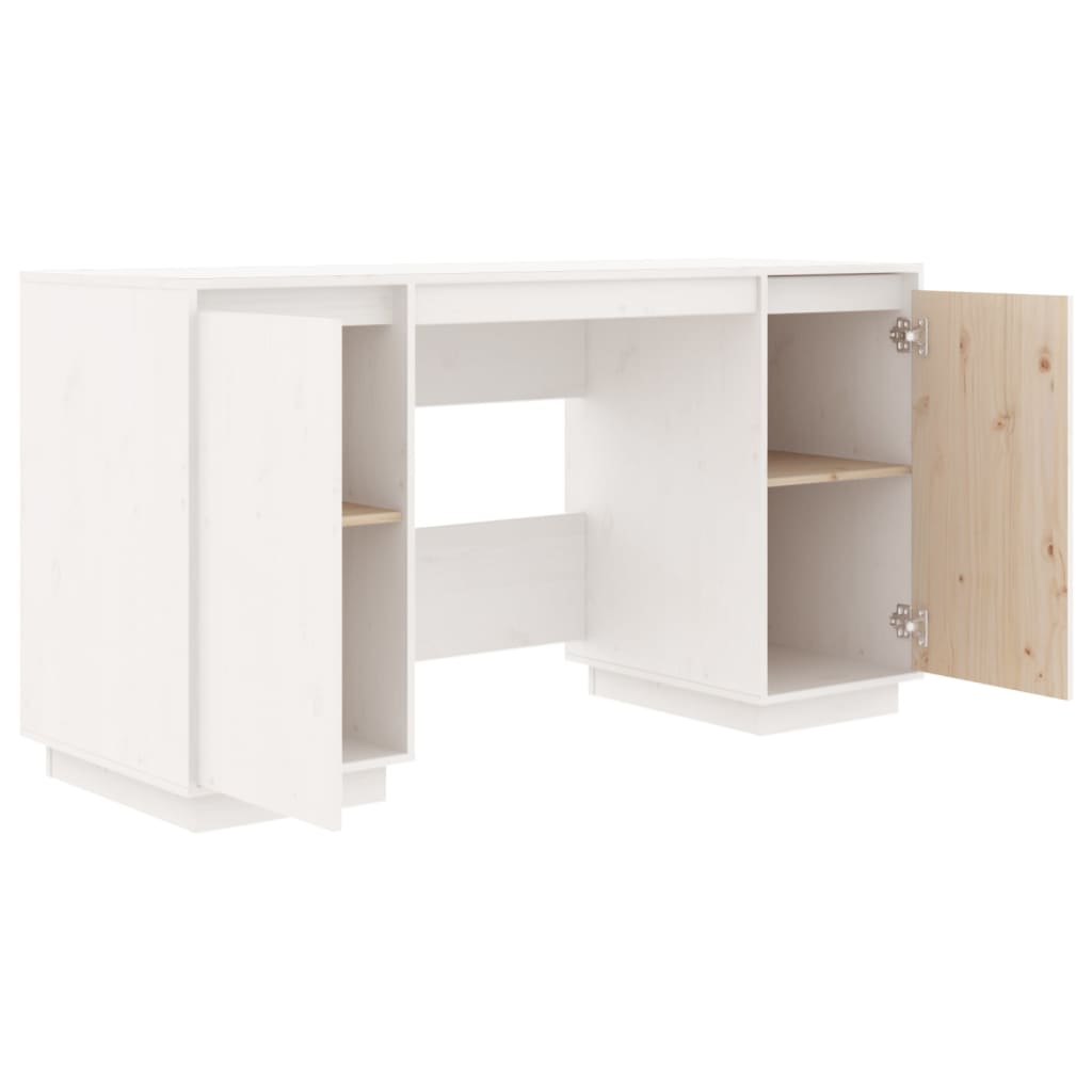 vidaXL Desk White 55.1"x19.7"x29.5" Solid Wood Pine