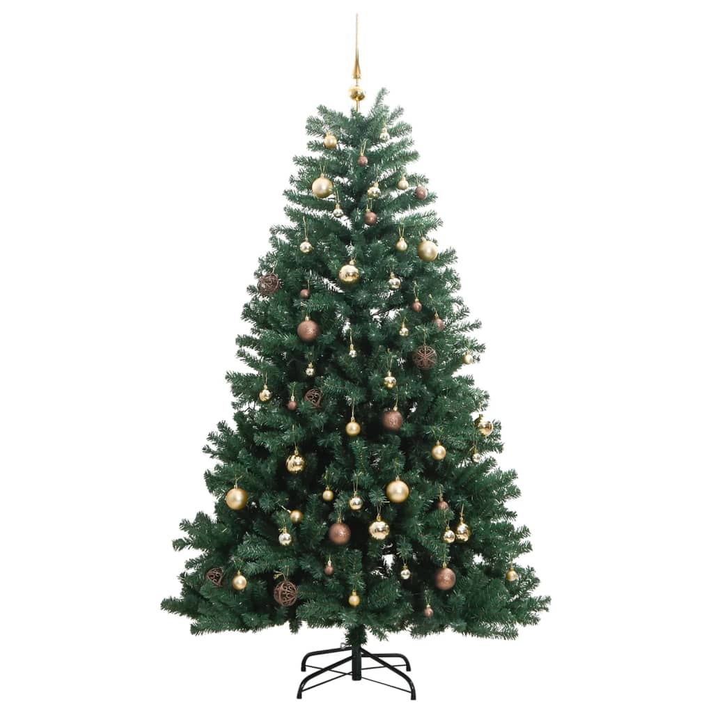 vidaXL Artificial Hinged Christmas Tree 150 LEDs & Ball Set 59.1"