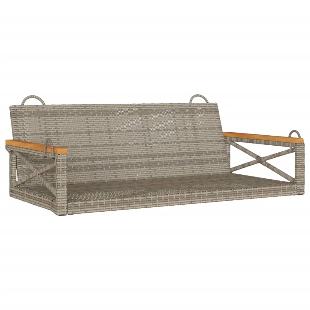 vidaXL Swing Bench Gray 42.9"x24.4"x15.7" Poly Rattan