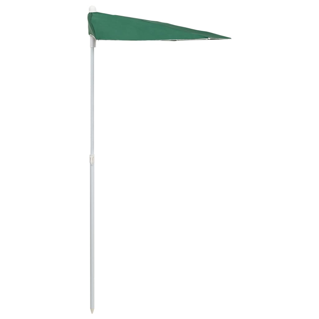 vidaXL Garden Half Parasol with Pole 70.9"x35.4" Green