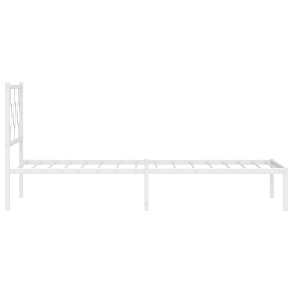 vidaXL Metal Bed Frame without Mattress with Headboard White 39.4"x78.7"