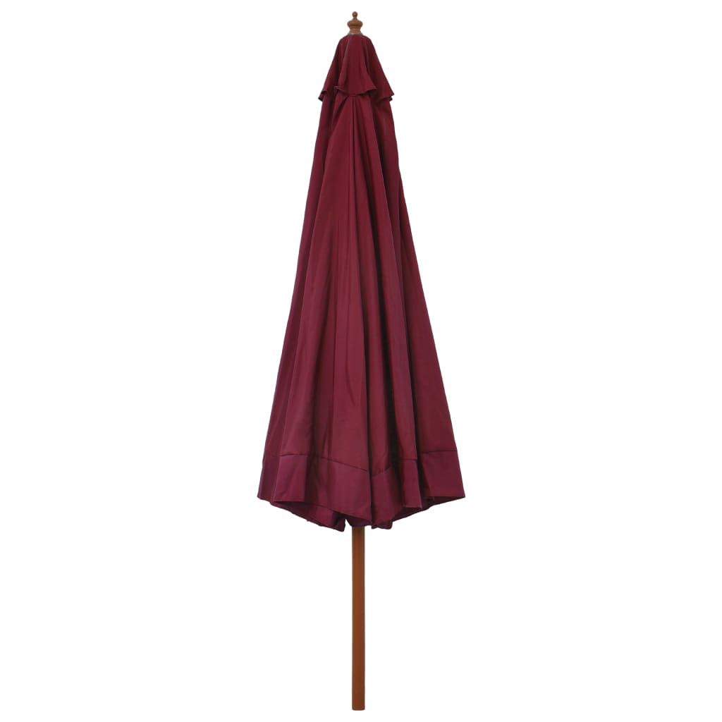 vidaXL Garden Parasol with Wooden Pole 129.9" Burgundy