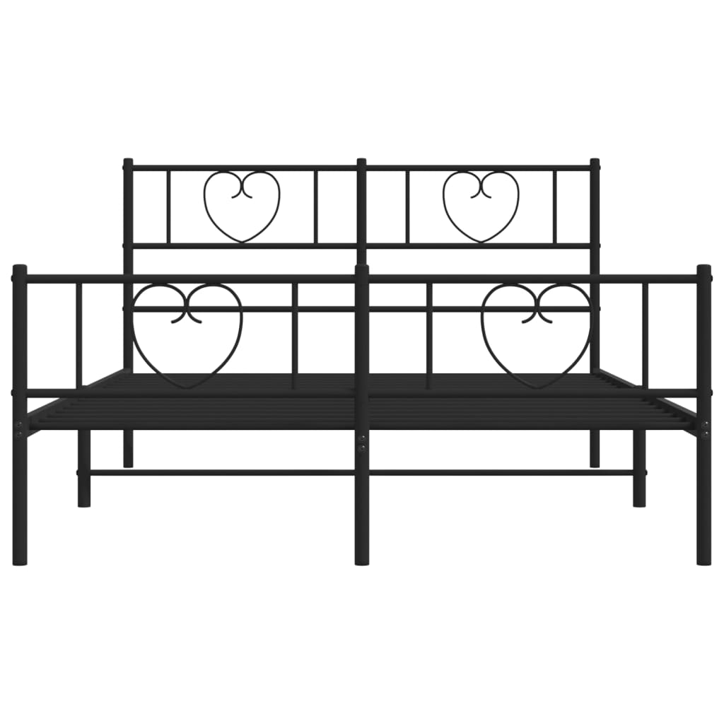 vidaXL Metal Bed Frame without Mattress with Footboard Black 53.1"x74.8"