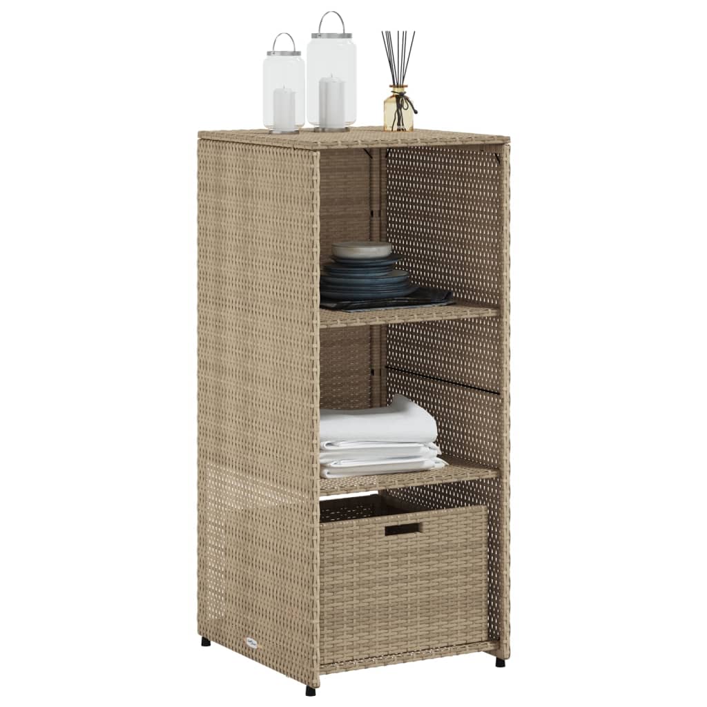 vidaXL Patio Storage Cabinet Beige 19.7"x21.7"x45.3" Poly Rattan