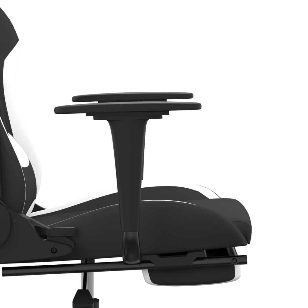 vidaXL Gaming Chair with Footrest Black and White Fabric