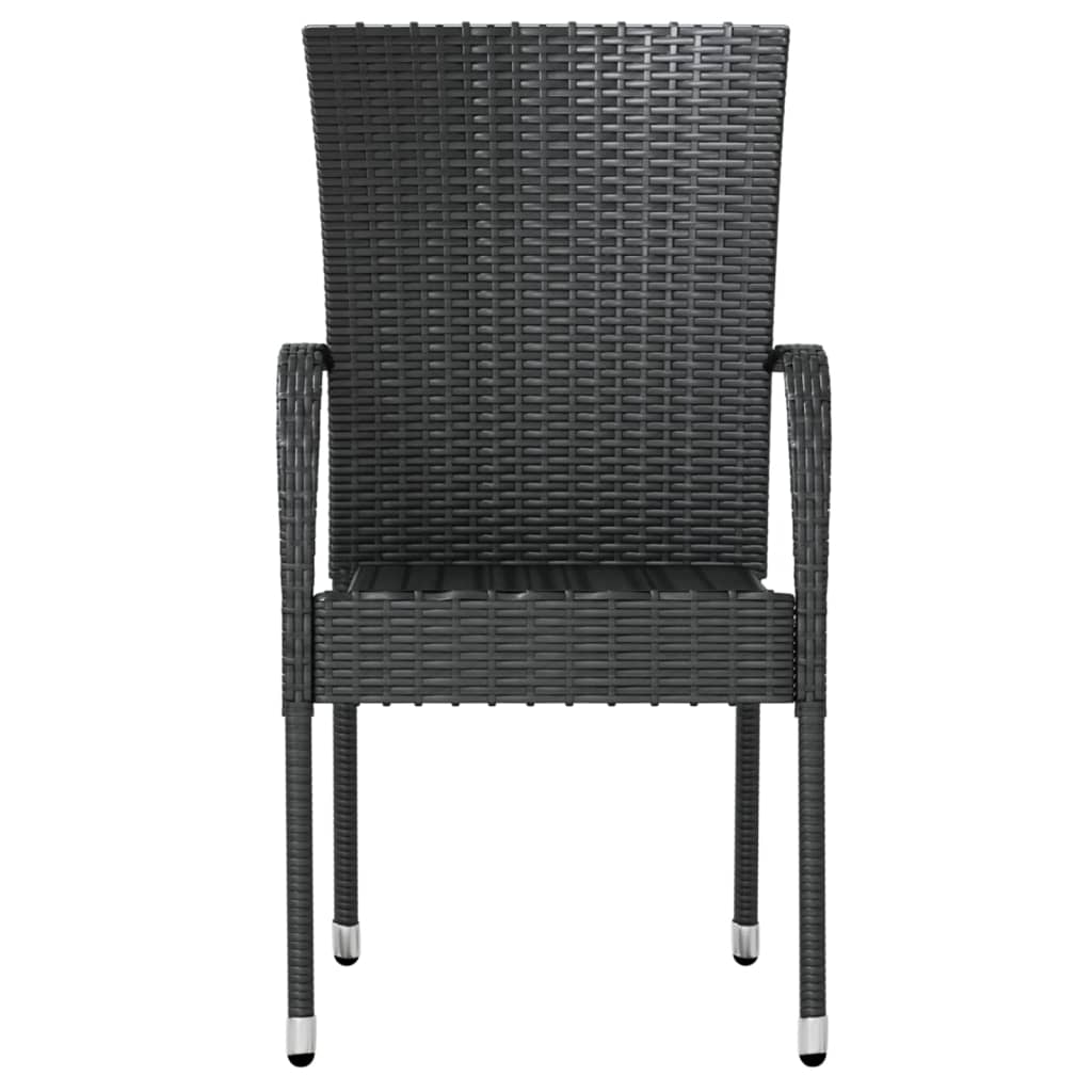 vidaXL 3 Piece Patio Dining Set Poly Rattan Black