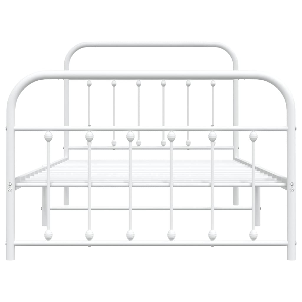 vidaXL Metal Bed Frame without Mattress with Footboard White 39.4"x78.7"