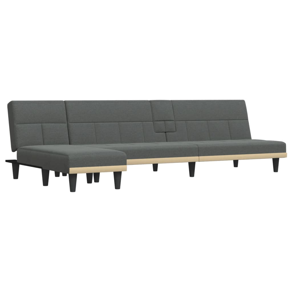 vidaXL L-shaped Sofa Bed Dark Gray 100.4"x55.1"x27.6" Fabric