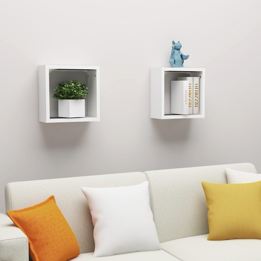 vidaXL Wall Cube Shelves 2 pcs White 11.8"x5.9"x11.8"