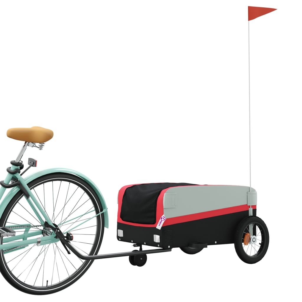 vidaXL Bike Trailer Black and Red 66.1 lb Iron