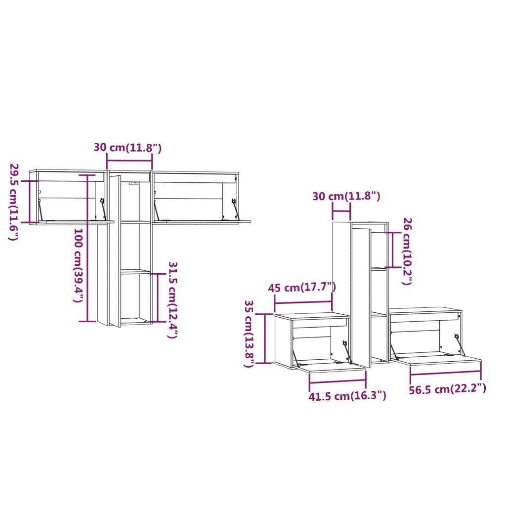 vidaXL TV Stands 6 Pcs Solid Wood Pine