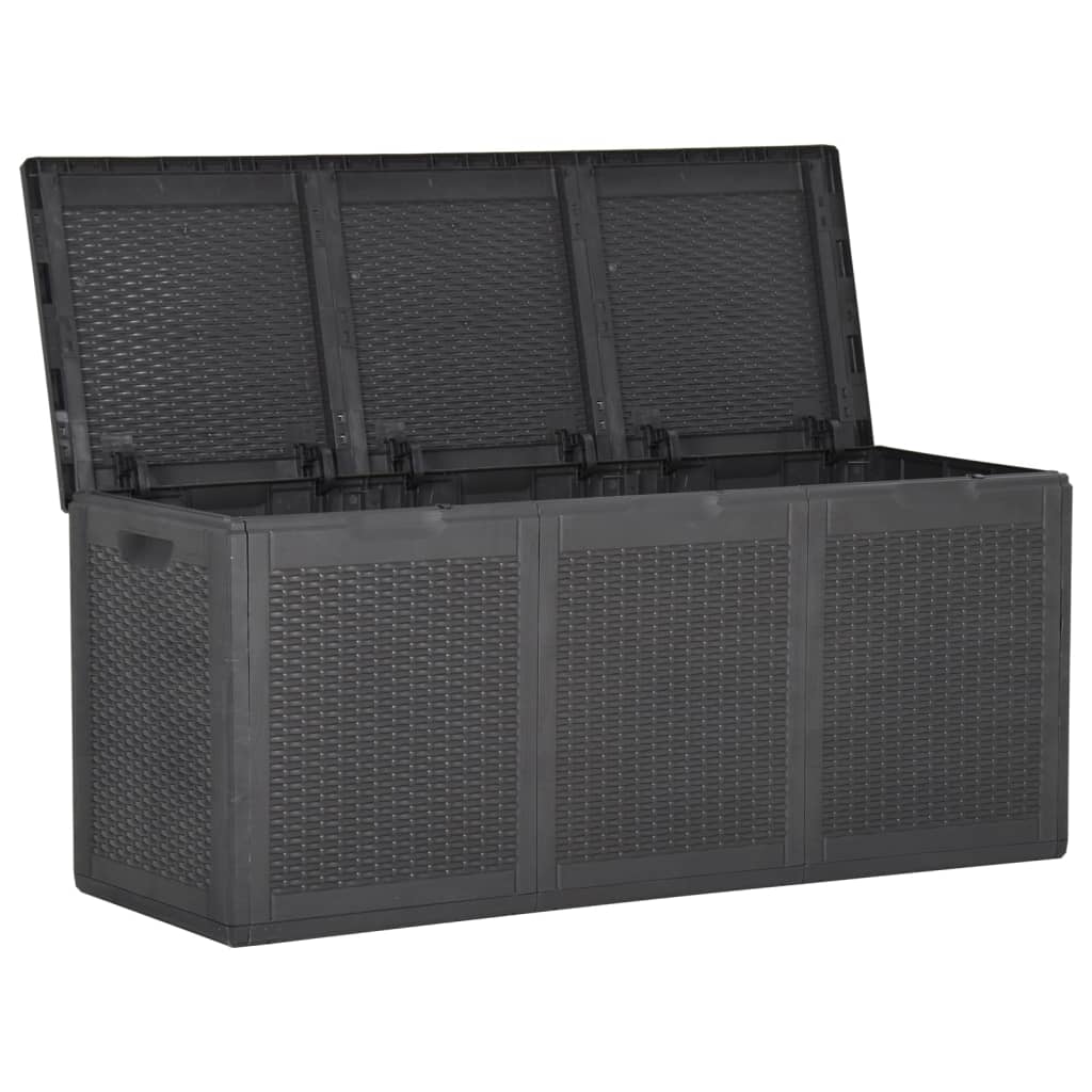 vidaXL Patio Storage Box 71.3 gal Black PP Rattan