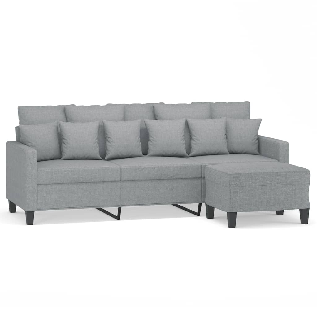 vidaXL 3-Seater Sofa with Footstool Light Gray 70.9" Fabric