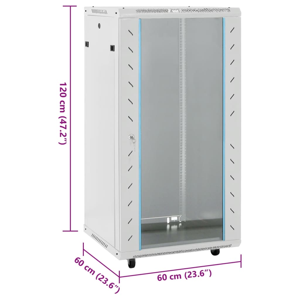 vidaXL 22U Network Cabinet 19" IP20 Gray 23.6"x23.6"x47.2"