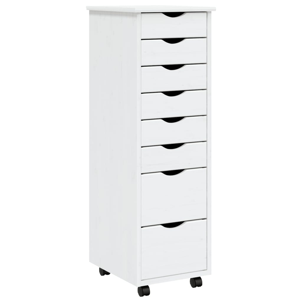 vidaXL Rolling Cabinet with Drawers MOSS White Solid Wood Pine