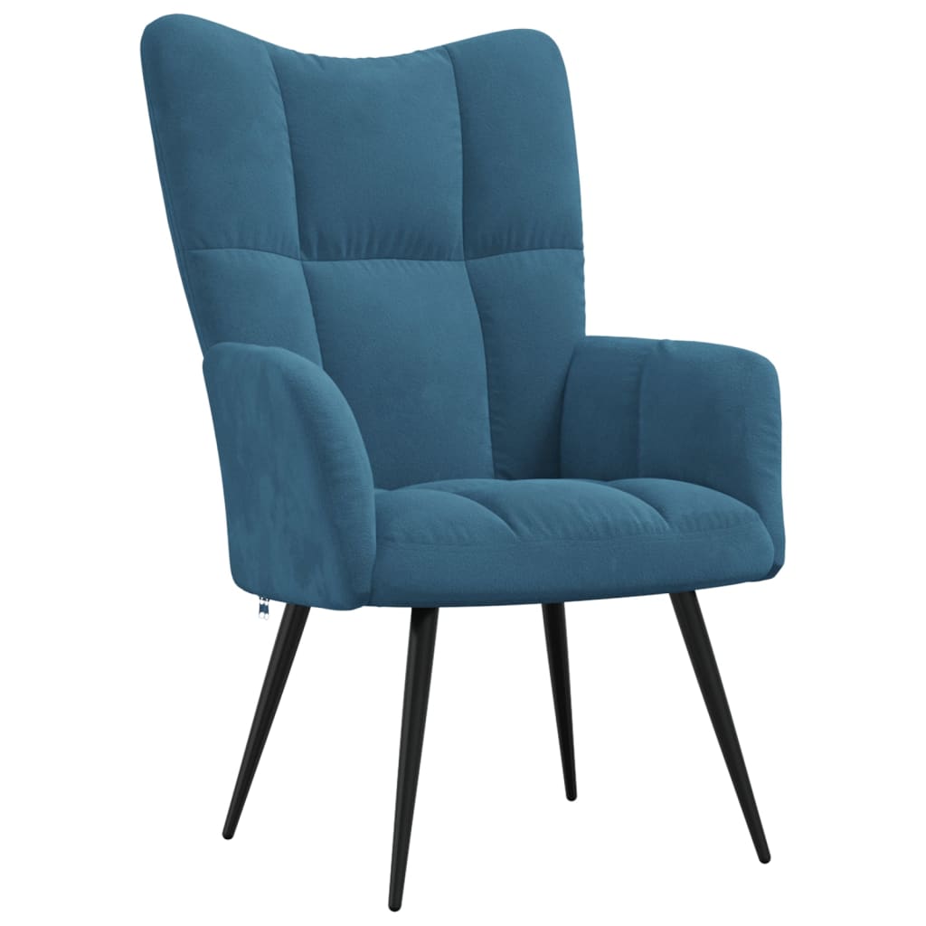 vidaXL Relaxing Chair Blue Velvet