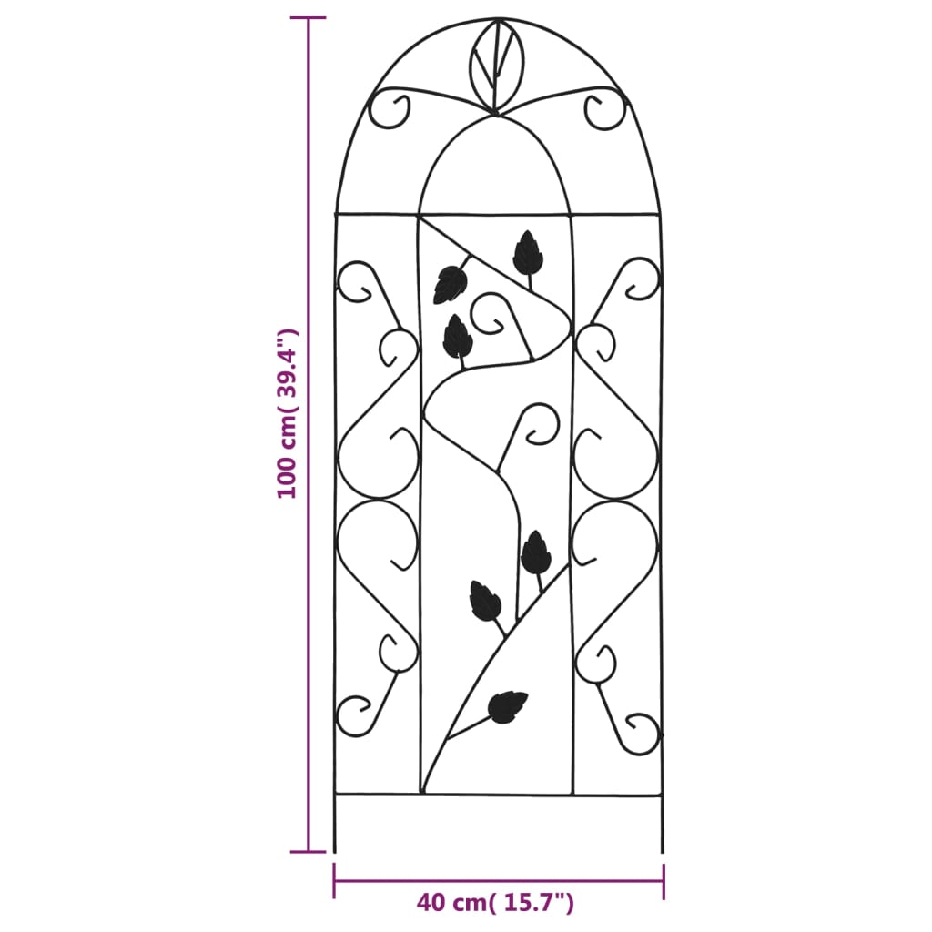 vidaXL Plant Climbing Racks 3 pcs Black 15.7"x39.4" Iron