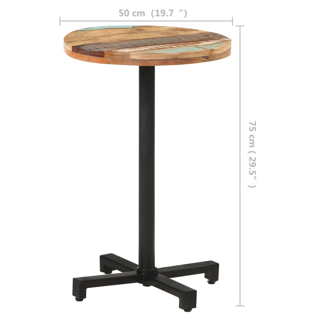 vidaXL Bistro Table Round Ø19.7"x29.5" Solid Reclaimed Wood