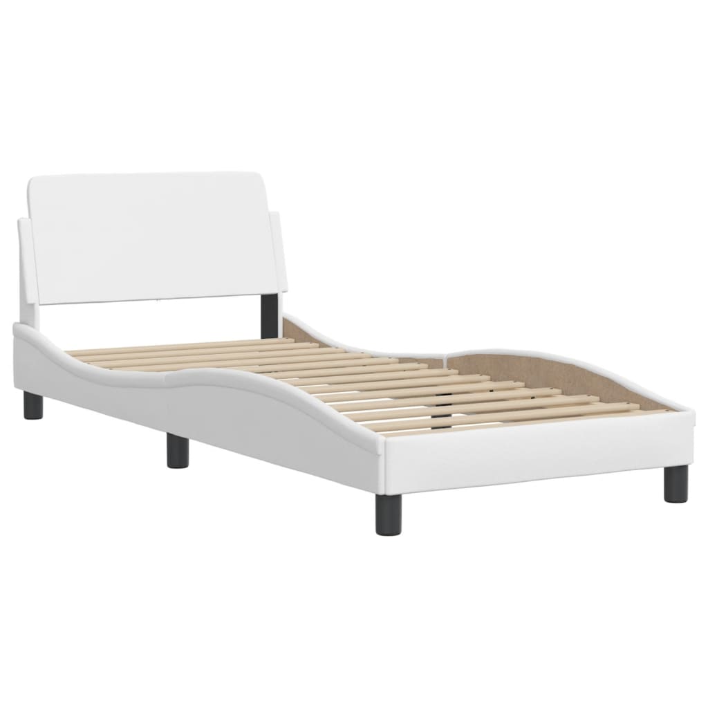 vidaXL Bed Frame with LED without Mattress White 39.4"x74.8"