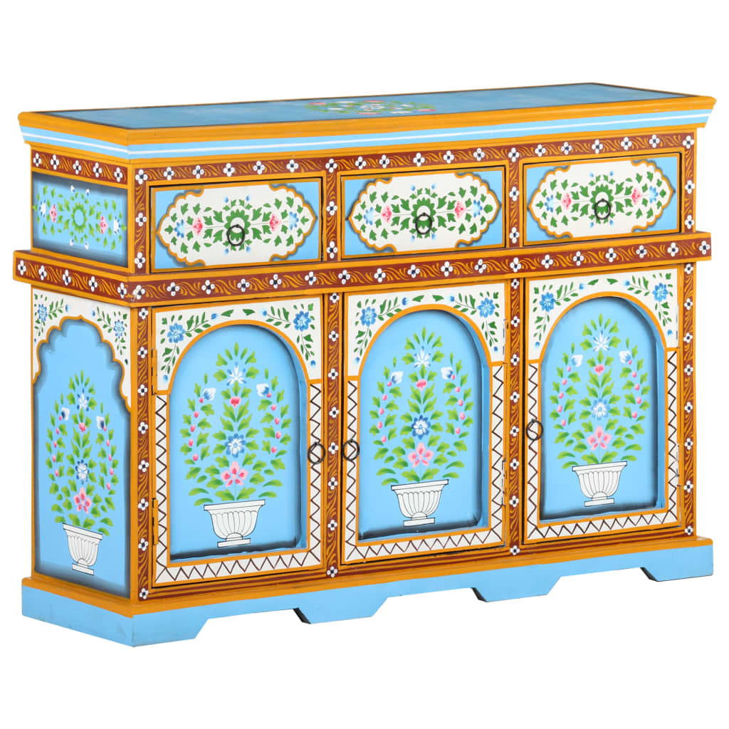 vidaXL Hand-Painted Sideboard Multicolor 43.3"x11.8"x29.9" Solid Mango Wood