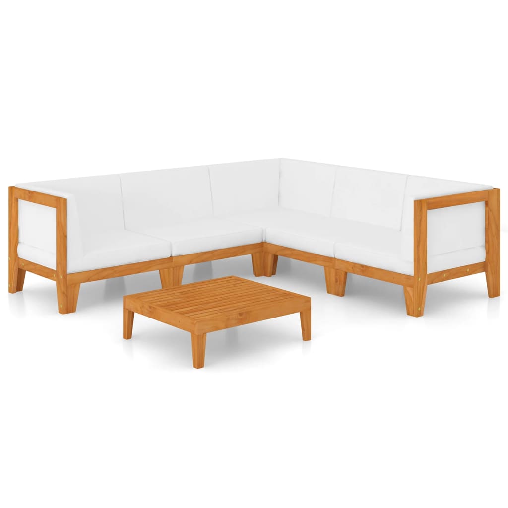 vidaXL 6 Piece Patio Lounge Set with Cushions Solid Acacia Wood