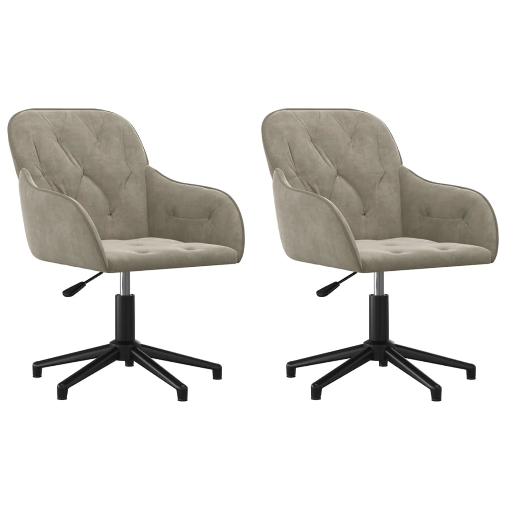 vidaXL Swivel Dining Chairs 2 pcs Light Gray Velvet