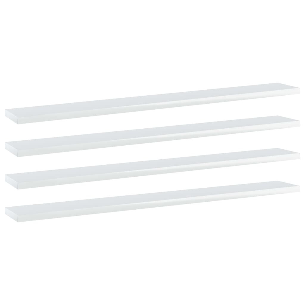 vidaXL Bookshelf Boards 4 pcs High Gloss White 31.5"x3.9"x0.6" Engineered Wood