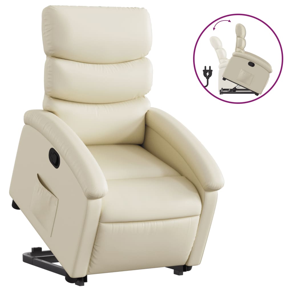 vidaXL Stand up Recliner Chair Cream Faux Leather