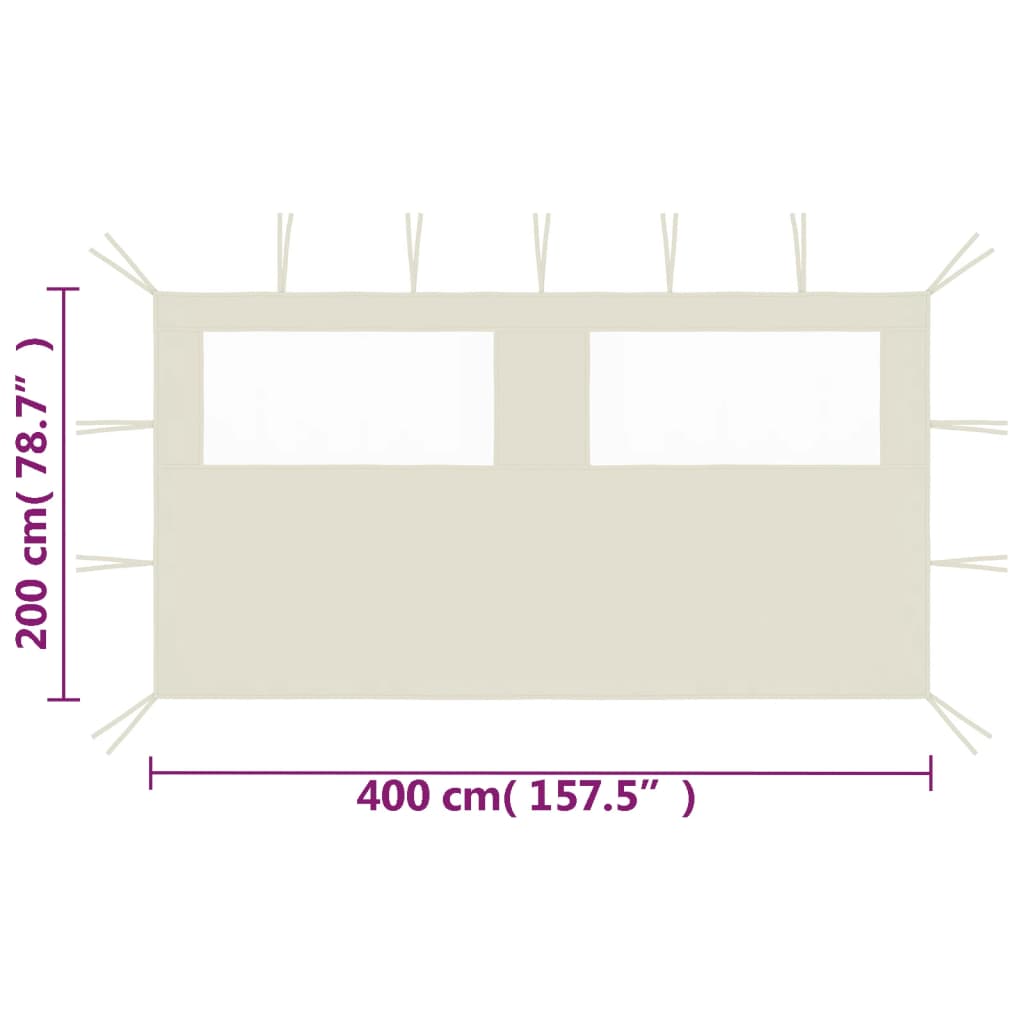 vidaXL Gazebo Sidewall with Windows 13.1'x6.6' Cream