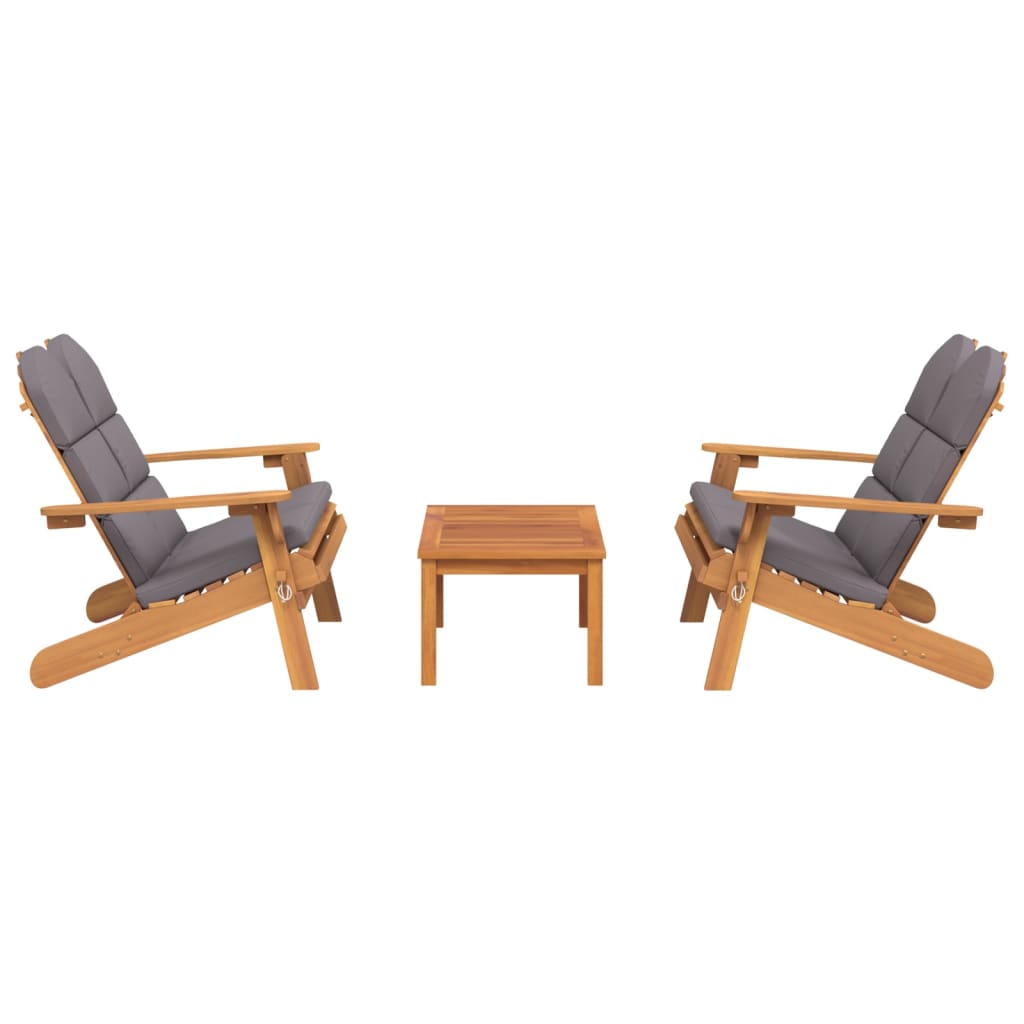 vidaXL 3 Piece Adirondack Patio Lounge Set Solid Wood Acacia