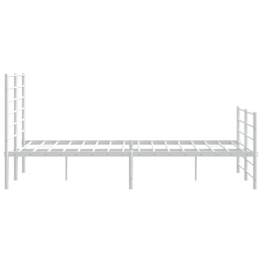 vidaXL Metal Bed Frame without Mattress with Footboard White 53.1"x74.8"