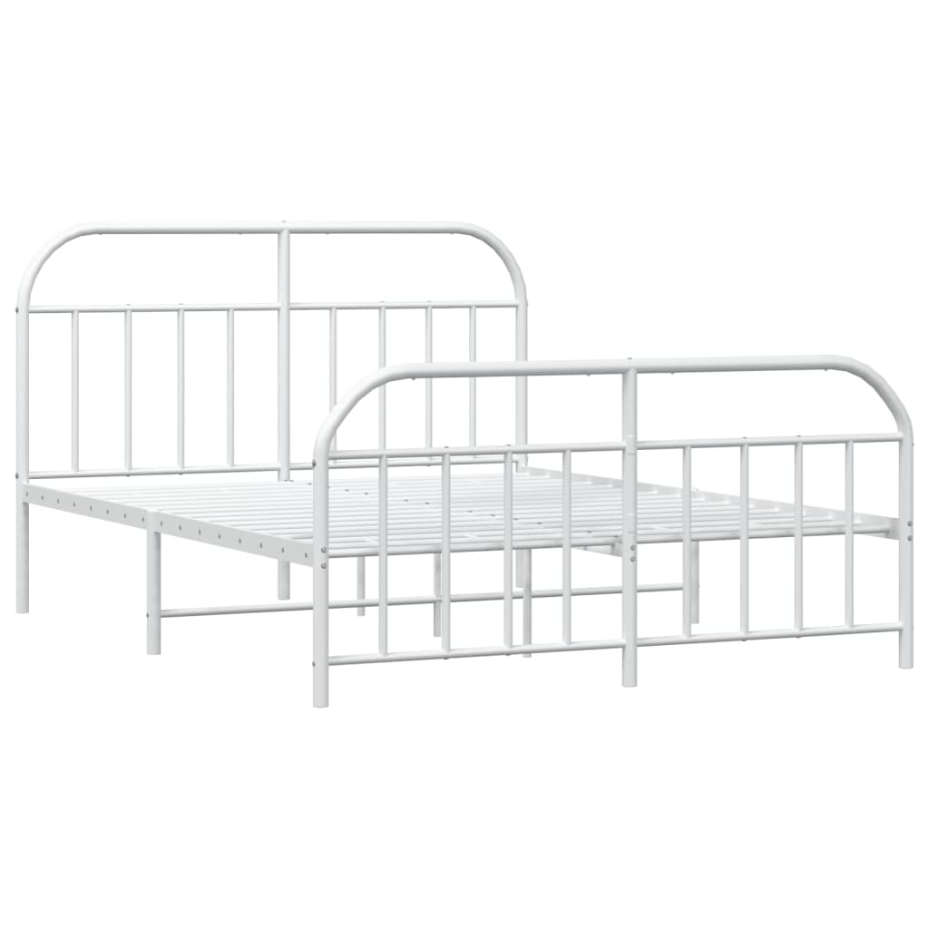 vidaXL Metal Bed Frame without Mattress with Footboard White 59.1"x78.7"