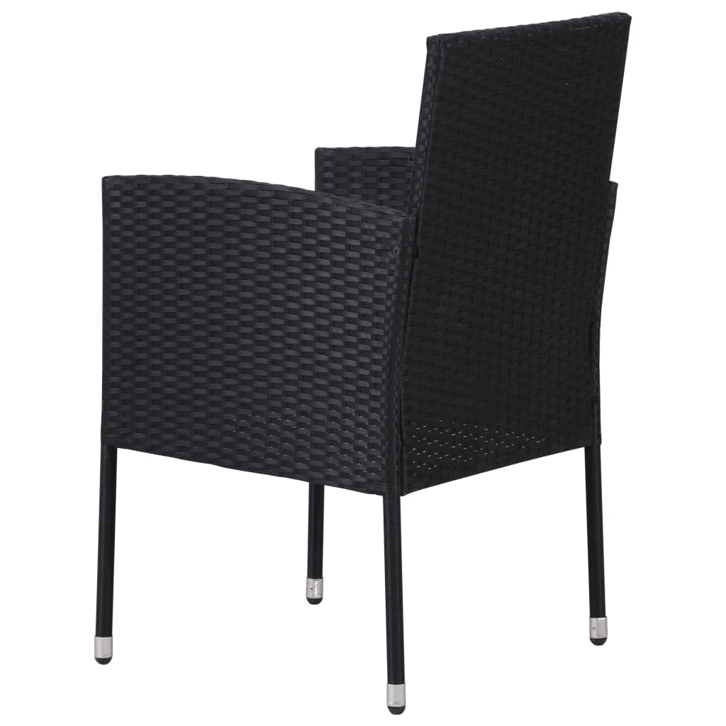 vidaXL Patio Chairs with Cream White Cushions 2 pcs Black Poly Rattan