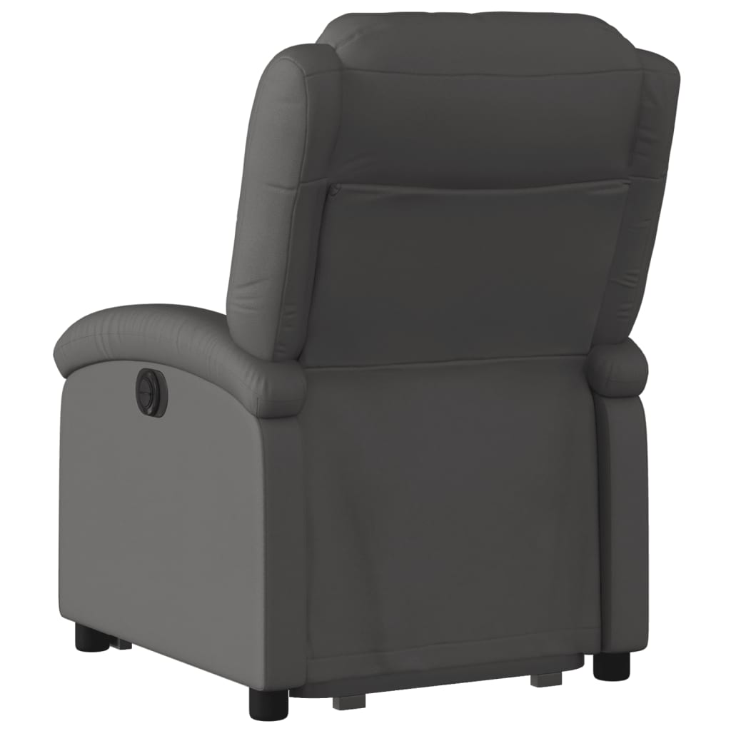 vidaXL Stand up Recliner Chair Gray Real Leather