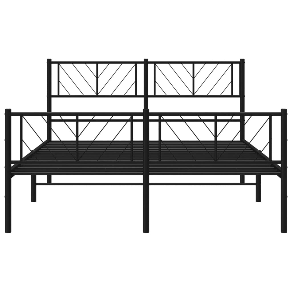 vidaXL Metal Bed Frame without Mattress with Footboard Black 53.1"x74.8"