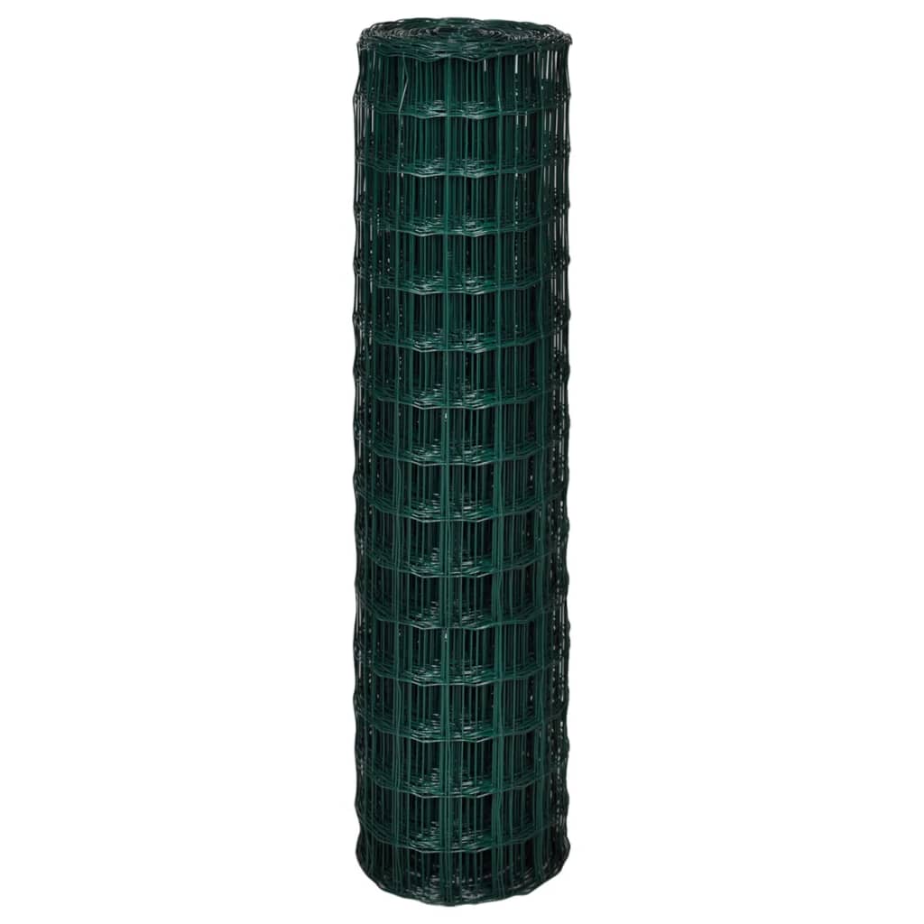 vidaXL Euro Fence Steel 82ftx4.9ft Green