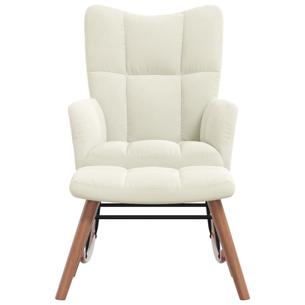 vidaXL Rocking Chair with a Stool Cream White Velvet