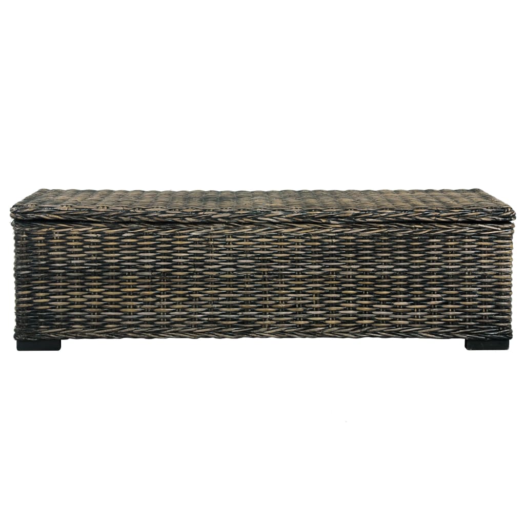 vidaXL Storage Box 47.2" Black Kubu Rattan and Solid Mango Wood