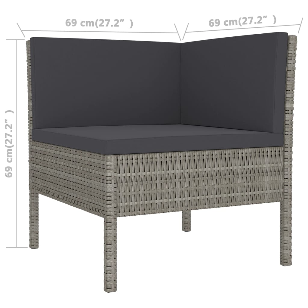 vidaXL 13 Piece Patio Lounge Set with Cushions Poly Rattan Gray