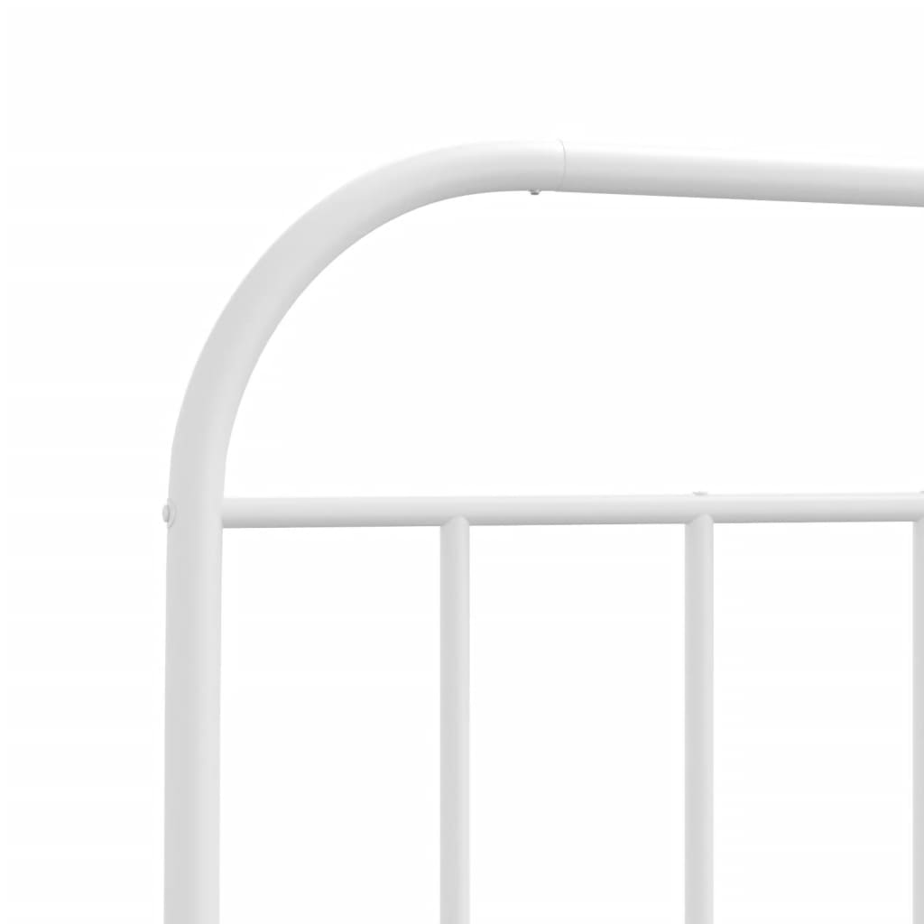 vidaXL Metal Bed Frame without Mattress with Footboard White 39.4"x78.7"