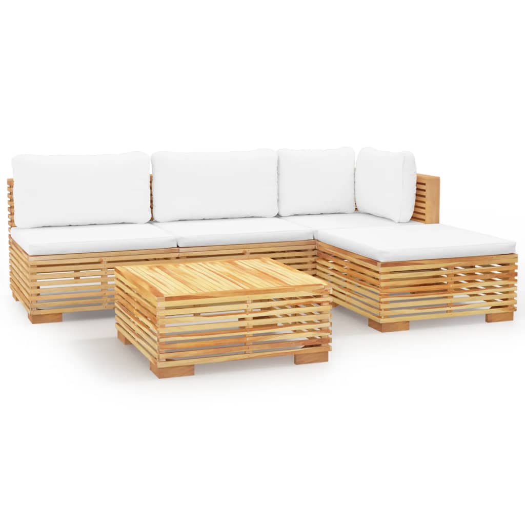 vidaXL 5 Piece Patio Lounge Set with Cushions Solid Wood Teak